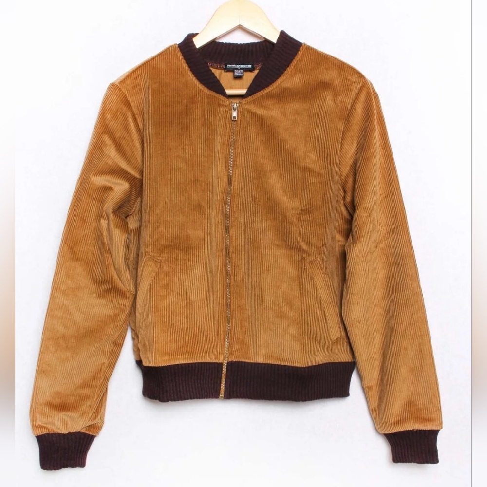 Tan Corduroy Bomber Jacket